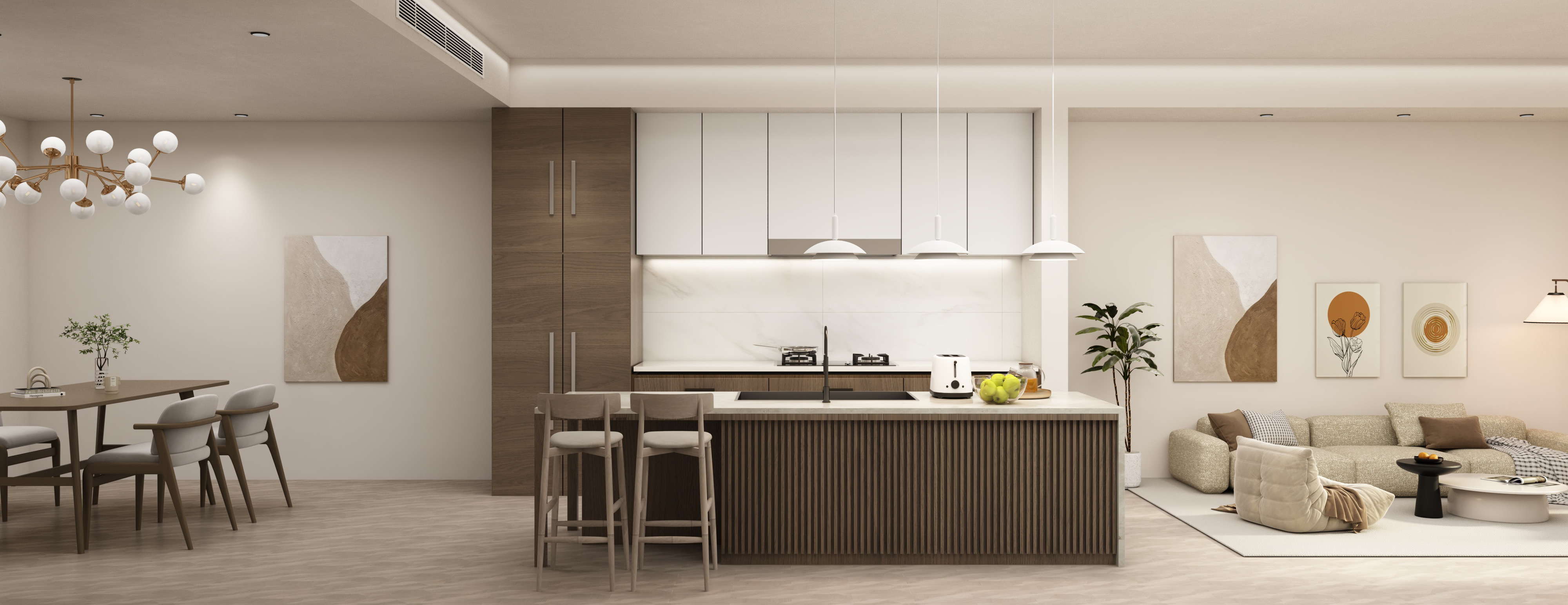Modern Kitchen and Living Space